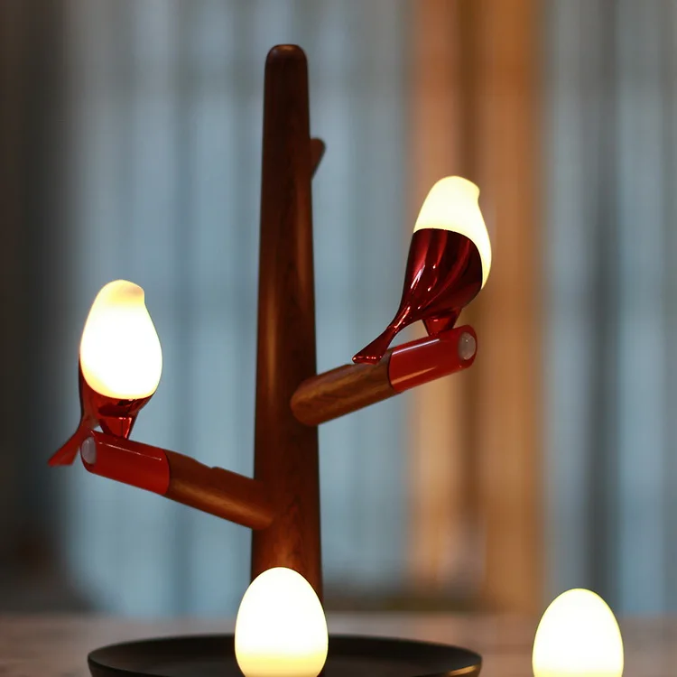 Cute Birdie Children Sheep LED  Desk Lamp Wood Table Night Light For Home Decoration