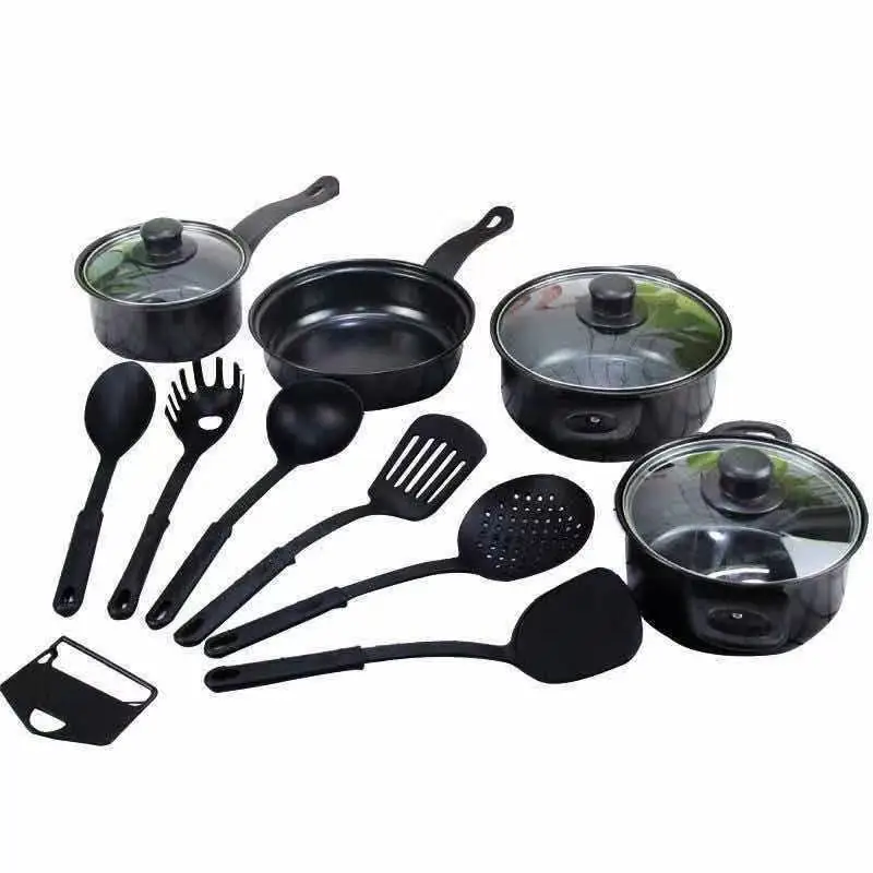 Black kitchen cooking pot set price cast iron 13 pieces kitchenware stainless steel non stick cookware sets for cooking
Black kitchen cooking pot set price cast iron 13 pieces kitchenware stainless steel non stick cookware sets for cooking
