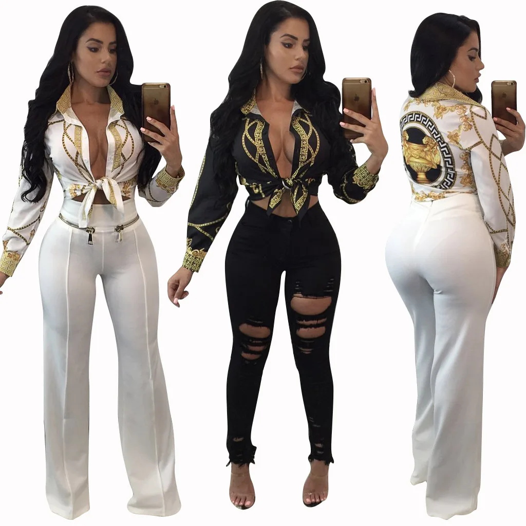 High Quality Noble Print Button Front Sexy Tops Women Clothing Long Sleeve Blouse Ropa de mujer
High Quality Noble Print Button Front Sexy Tops Women Clothing Long Sleeve Blouse Ropa de mujer