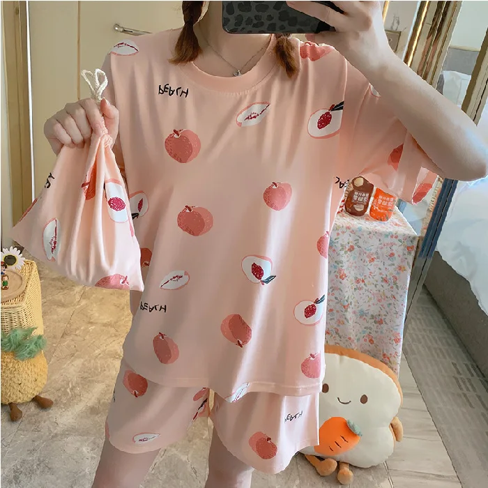 Women's summer short sleeve Korean leisure home wear loose thin three piece pajamas loungewear set
Women's summer short sleeve Korean leisure home wear loose thin three piece pajamas loungewear set