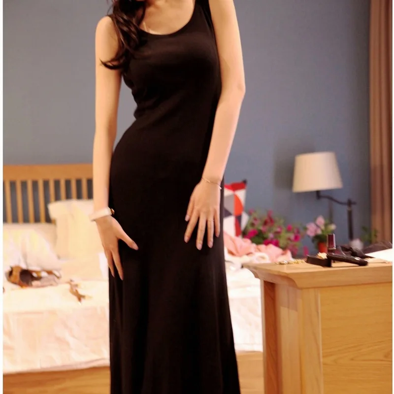 European and American Women's Summer Modal Backless Dress Slim Bottomed Thin Vest Long dress, Black
European and American Women's Summer Modal Backless Dress Slim Bottomed Thin Vest Long dress, Black