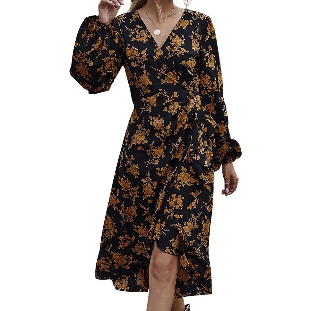Fashion ladies casual dress sexy V-neck bubble long-sleeved high-waist strap lotus leaf swing slim slimming dress, Picture color
Fashion ladies casual dress sexy V-neck bubble long-sleeved high-waist strap lotus leaf swing slim slimming dress, Picture color