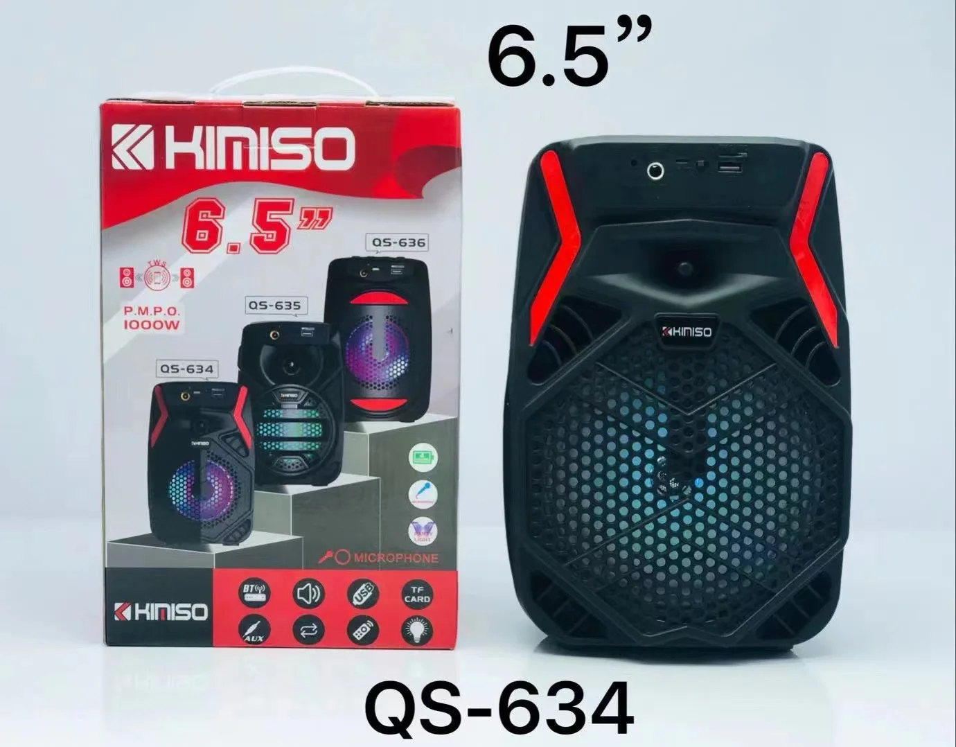QS-634 New arrival wireless portable 6.5 inch speaker with subwoofer system and TF card
QS-634 New arrival wireless portable 6.5 inch speaker with subwoofer system and TF card