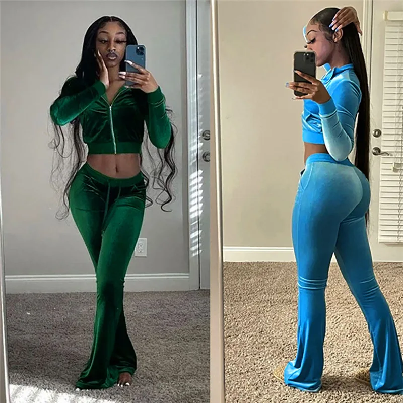 Clothing Womens Autumn Style Velvet Metal Zipper Cardigan Tight Straight Two Piece Pants Set
Clothing Womens Autumn Style Velvet Metal Zipper Cardigan Tight Straight Two Piece Pants Set