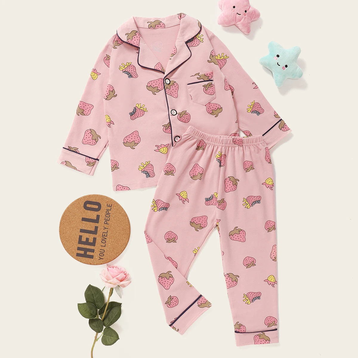 Children Girls Cotton Lounge Wear Toddlers Cute Strawberry Nightwear Kids Sleep Wear Set, Pink, or other customized color
Children Girls Cotton Lounge Wear Toddlers Cute Strawberry Nightwear Kids Sleep Wear Set, Pink, or other customized color