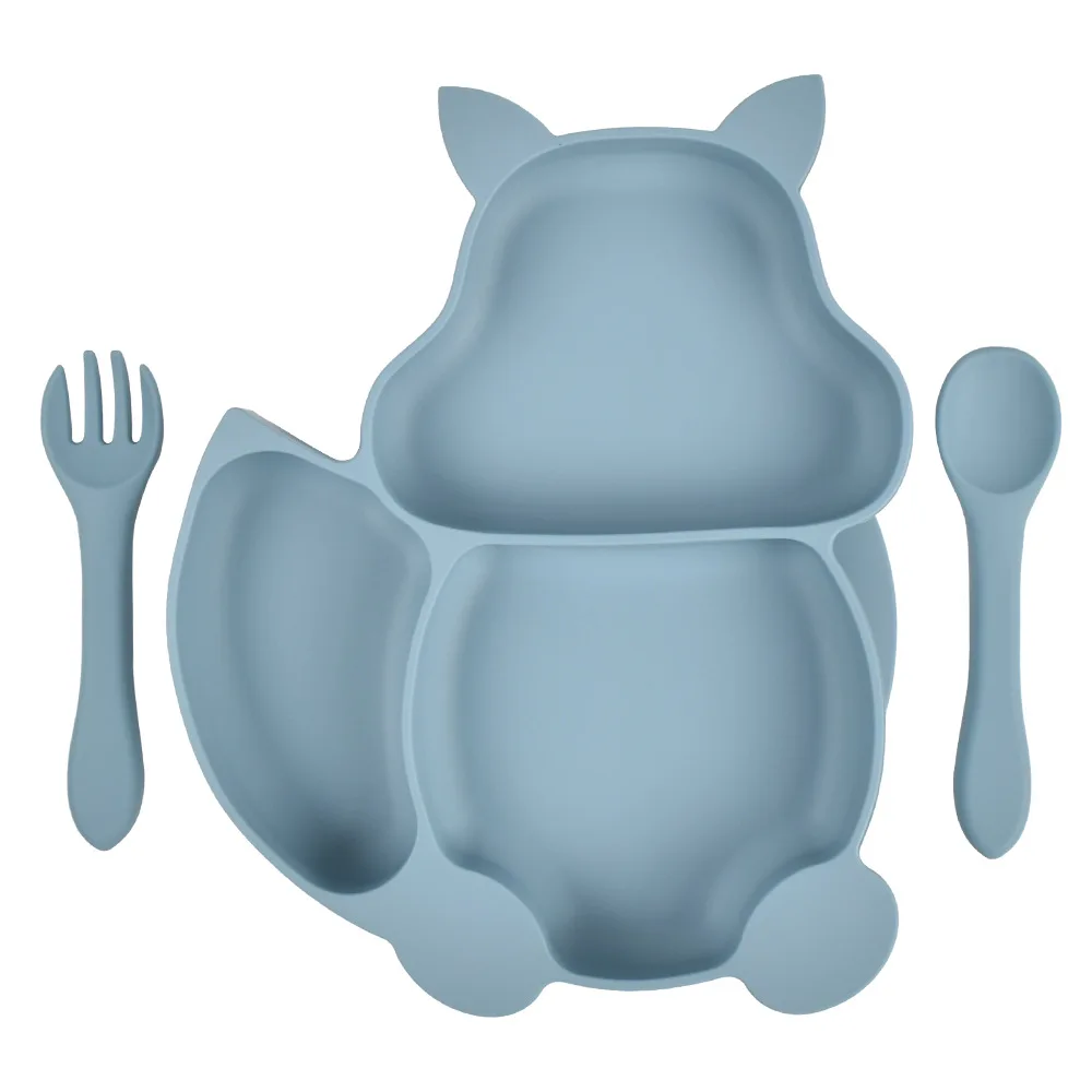 Top seller BPA Free silicone tableware Squirrel Shape baby dish Feeding items Silicone Suction Plate with Spoon and Fork
Top seller BPA Free silicone tableware Squirrel Shape baby dish Feeding items Silicone Suction Plate with Spoon and Fork