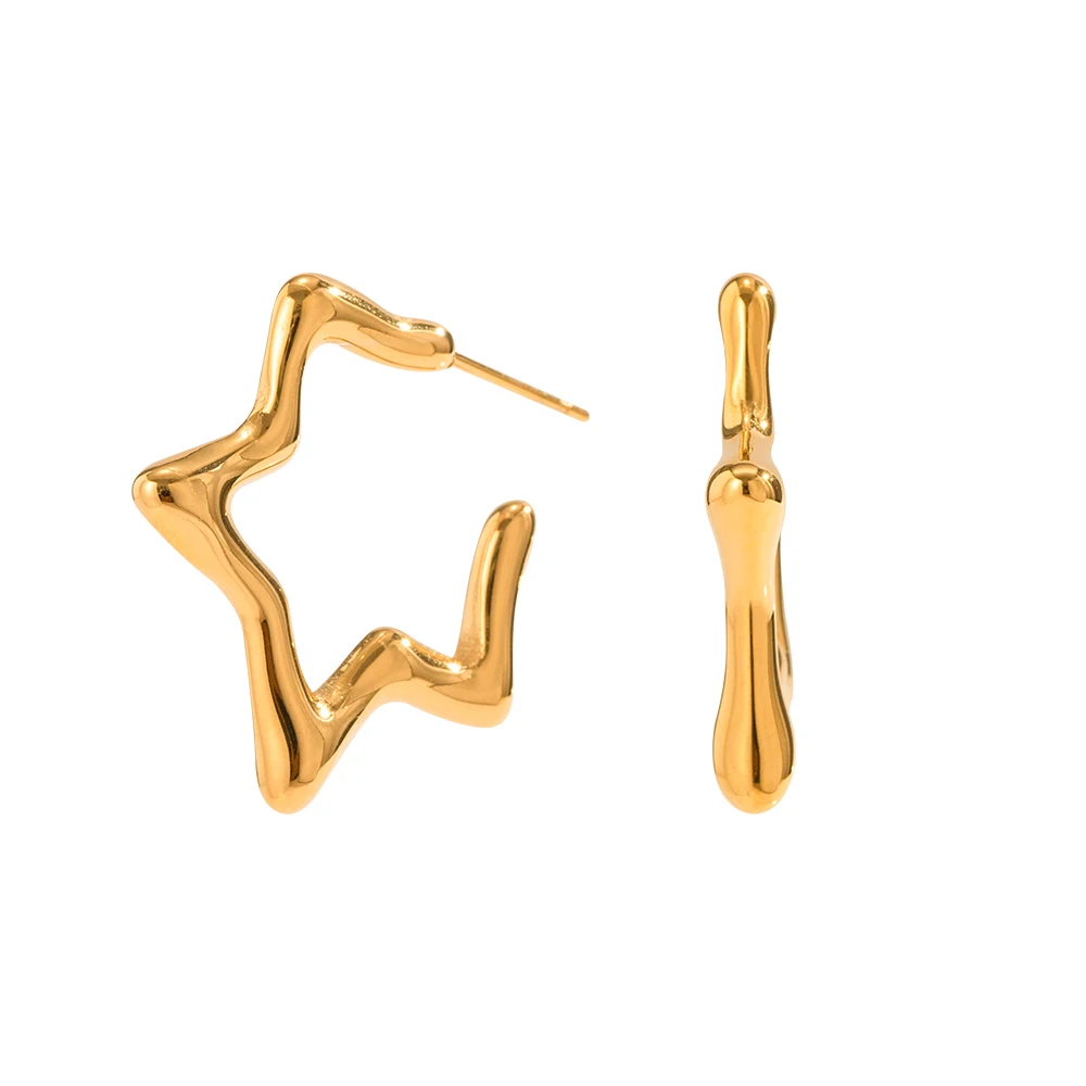 Ins 16K Real Gold Plated Stainless Steel Earrings Jewelry Waterproof Star Stud Earrings for Women
Ins 16K Real Gold Plated Stainless Steel Earrings Jewelry Waterproof Star Stud Earrings for Women