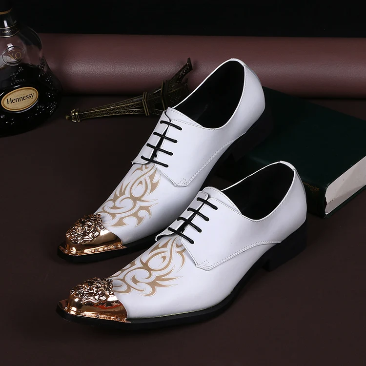 Fashion Print Men Formal Shoes Business Party Shoes Plus Size White Genuine Leather Metal Pointed Toe Dress Shoes, As the picture
Fashion Print Men Formal Shoes Business Party Shoes Plus Size White Genuine Leather Metal Pointed Toe Dress Shoes, As the picture