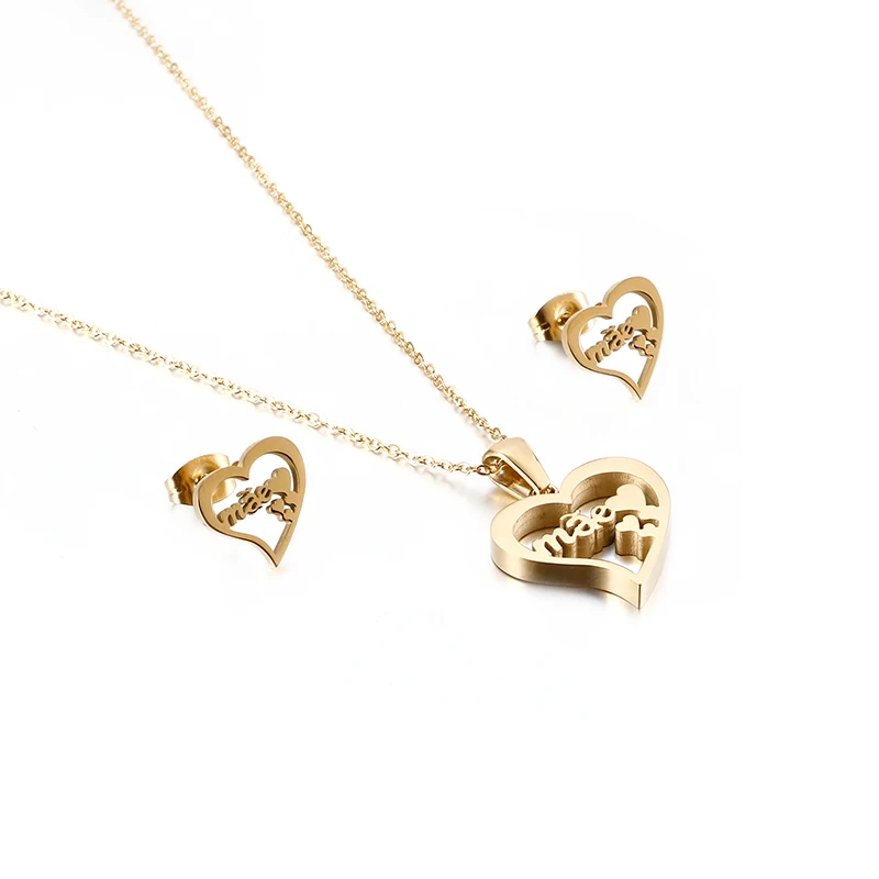 Wholesale Custom Love Fashion Women Pendant Necklace Stainless Steel Necklace Earing Set, Gold,sliver
Wholesale Custom Love Fashion Women Pendant Necklace Stainless Steel Necklace Earing Set, Gold,sliver