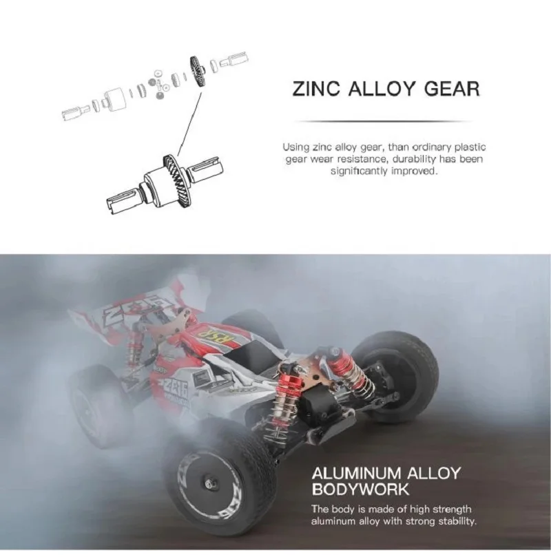 New Arrival 4Wd Alloy 60Km/H High Speed Rc Buggy Electric Car Metal Car 1:14 Wltoys Upgrade Metal l 144001 (8)