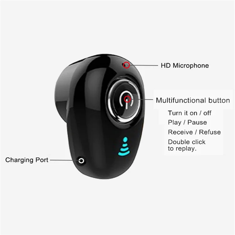 S650 V4.2 Sport Mobile Earphone Wireless Bluetooth Headphone Hands Free Stereo In Ear Earplug with Microphone - ANKUX.COM