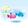 Baby toy wind up floating plastic fish toy fishing net set fishing bath toy HC467430