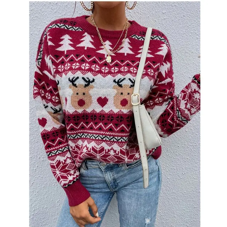 New Arrival Autumn Round Neck Ladies Pullover Casual Christmas Tree & Elk Printed Loose Women's Sweater, Solid color
New Arrival Autumn Round Neck Ladies Pullover Casual Christmas Tree & Elk Printed Loose Women's Sweater, Solid color