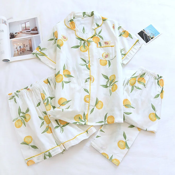 Wholesale women cotton 3pcs pajamas set double layers cotton gauze sleepwear, As picture or customized colors
Wholesale women cotton 3pcs pajamas set double layers cotton gauze sleepwear, As picture or customized colors