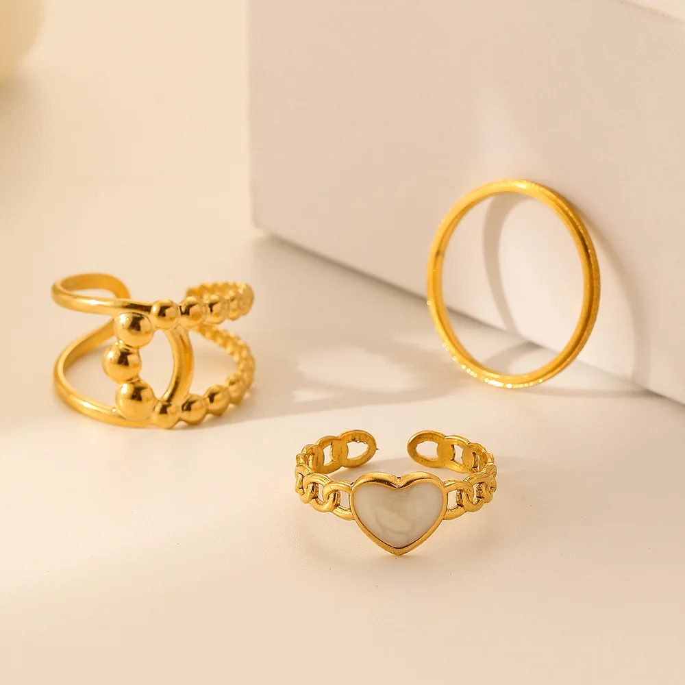 3 in 1 Vintage 18K Gold Plated Stainless Steel Heart Shape Adjustable Finger Rings For Women Party Jewelry
3 in 1 Vintage 18K Gold Plated Stainless Steel Heart Shape Adjustable Finger Rings For Women Party Jewelry