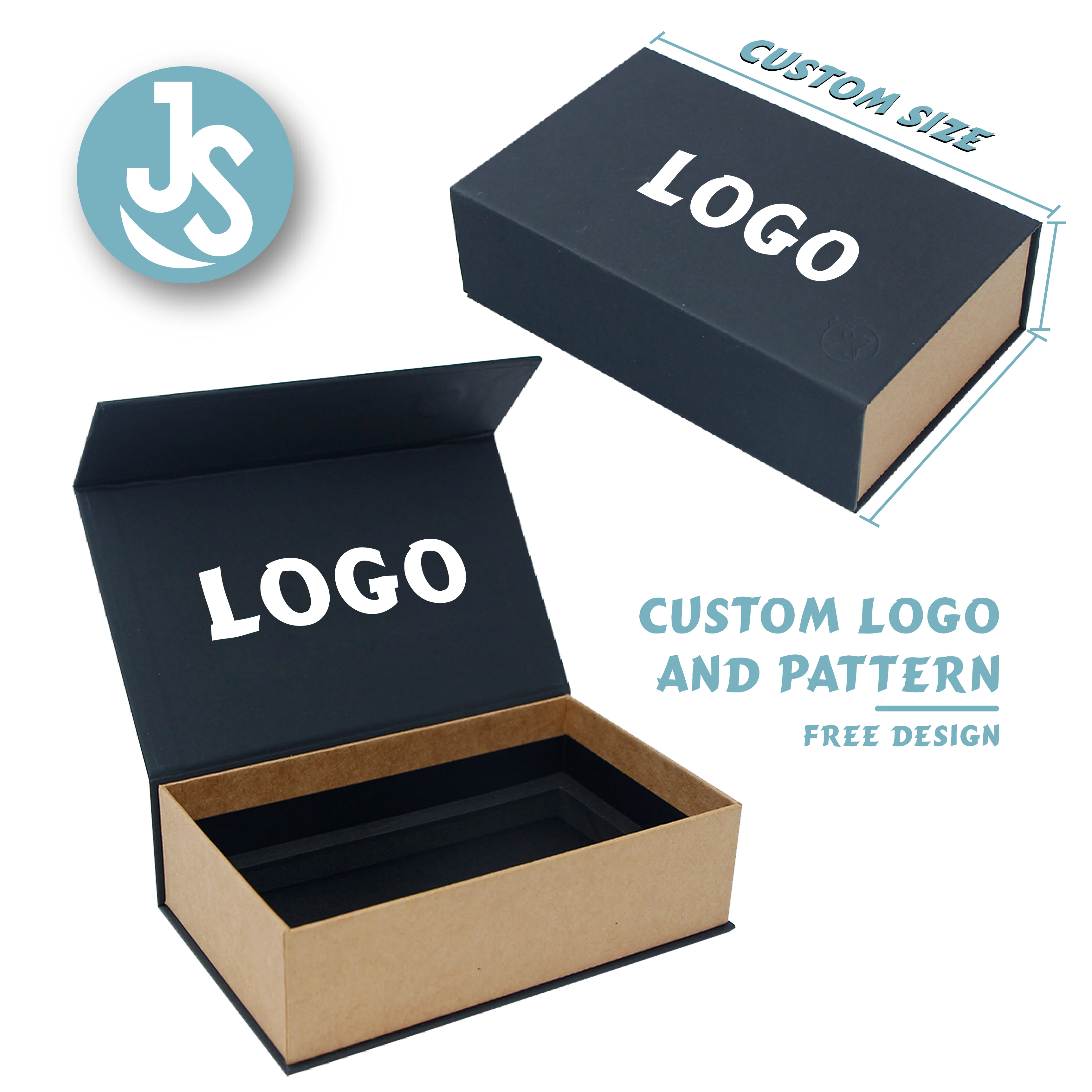 

Custom Logo Luxury Black And Brown Magnetic Lid Gift Box Closure Rigid Cardboard Gift Box With Eva Foam Insert MOQ 500