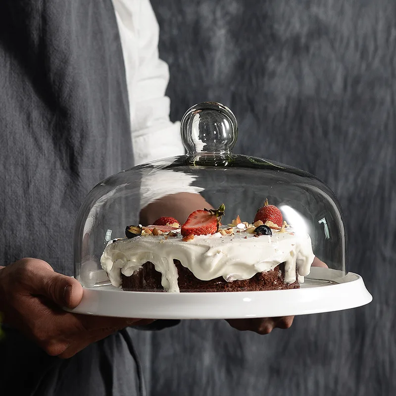 dessert dish nordic ceramic cake display plate stand with glass covered ceramic tray, Natural
dessert dish nordic ceramic cake display plate stand with glass covered ceramic tray, Natural