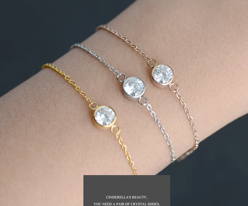 Simple Stainless Steel 18K Gold Plated Mini Round One Big Zircon Chain Bracelet For Women, Steel/rose gold /gold
Simple Stainless Steel 18K Gold Plated Mini Round One Big Zircon Chain Bracelet For Women, Steel/rose gold /gold