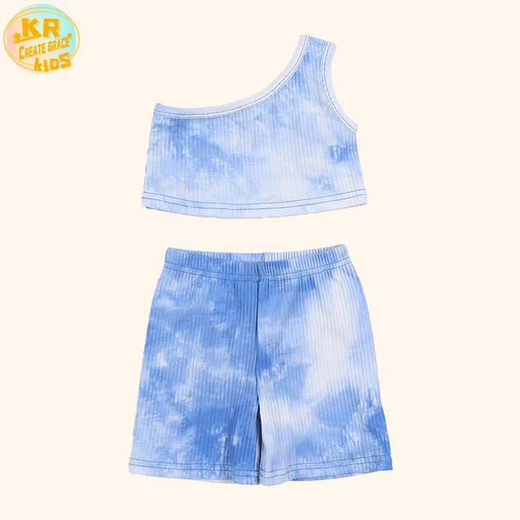 Wholesale Fashionable Short Summer Outfits Tie Dye Print Baby Clothes Girls' Clothing Sets, Customized color 
Wholesale Fashionable Short Summer Outfits Tie Dye Print Baby Clothes Girls' Clothing Sets, Customized color