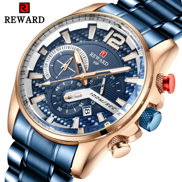 REWARD RD63080M 2019 Top Brand Luxury Watch Men Fashion Stopwatch Blue Stainless Steel Band Dress Business Wristwatch
REWARD RD63080M 2019 Top Brand Luxury Watch Men Fashion Stopwatch Blue Stainless Steel Band Dress Business Wristwatch