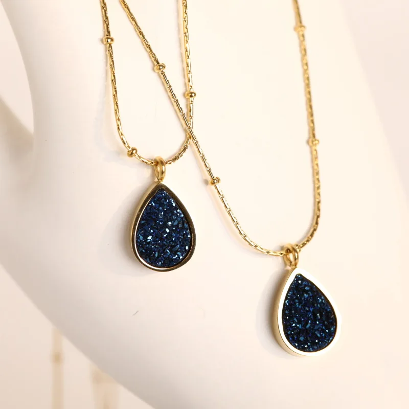Paslanmaz Celik Kolye Stainless Steel Waterdrop Shape Dark Blue Necklace Paslanmaz Celik Kolye Blue Crystal Gold Plated Necklace
Paslanmaz Celik Kolye Stainless Steel Waterdrop Shape Dark Blue Necklace Paslanmaz Celik Kolye Blue Crystal Gold Plated Necklace