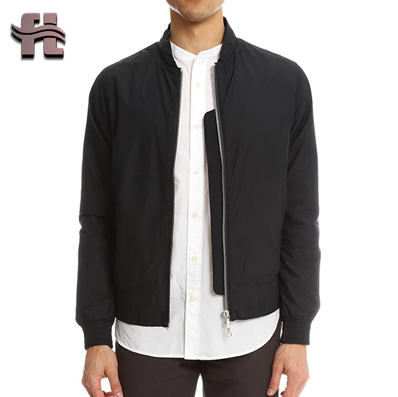 China Factory Custom Fashionable Two Way Zipper Plain Men Bomber Elastic Hem Cuff Windproof Jacket Coats