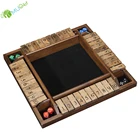 YumuQ Stained Wooden Board Games for Classroom, Home OR Pub, 4 Player Shut The Box Dice Game Set for Kids and Adults