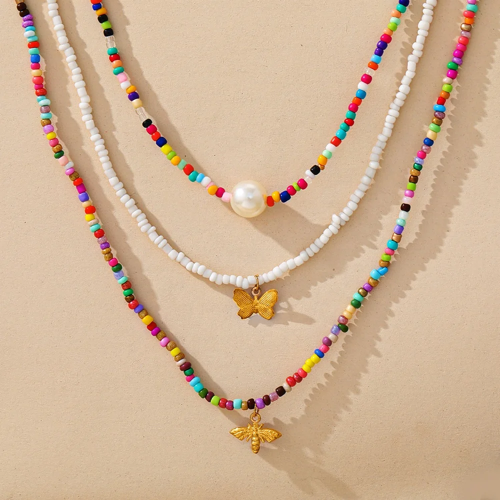 2022 3 Sets Butterfly pendant color seed bead clavicle chain Bohemian short pearl pendant necklace, Picture color
2022 3 Sets Butterfly pendant color seed bead clavicle chain Bohemian short pearl pendant necklace, Picture color