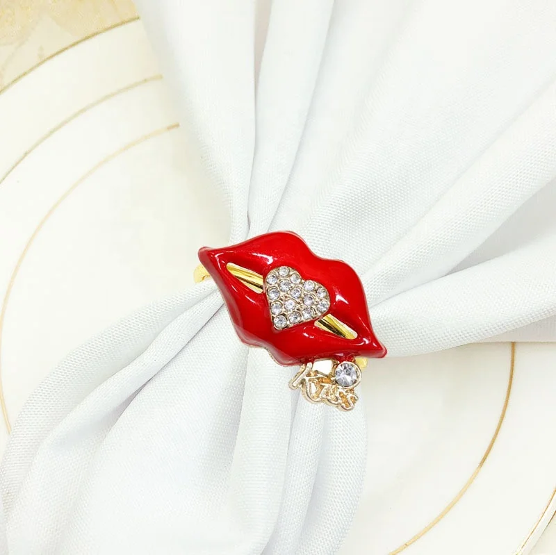Valentine red lip kiss rhinestone napkin holders for dinner party, Various colors available
Valentine red lip kiss rhinestone napkin holders for dinner party, Various colors available
