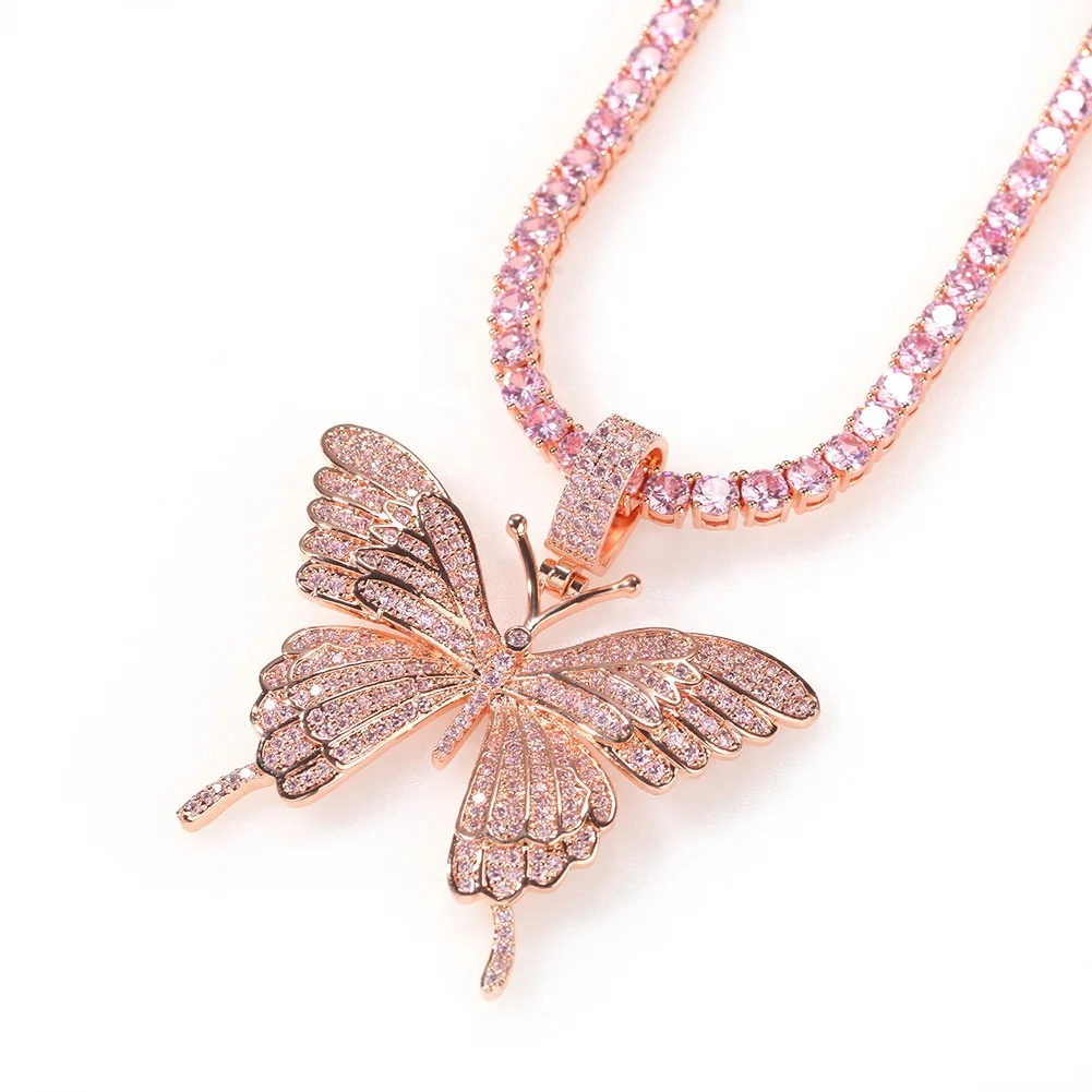 Hip Hop Men Pink Gold Zircon Butterfly Pendant Crystal Miami Necklace Chain Ice Out Cuban Necklace Hip Hop For Men
Hip Hop Men Pink Gold Zircon Butterfly Pendant Crystal Miami Necklace Chain Ice Out Cuban Necklace Hip Hop For Men