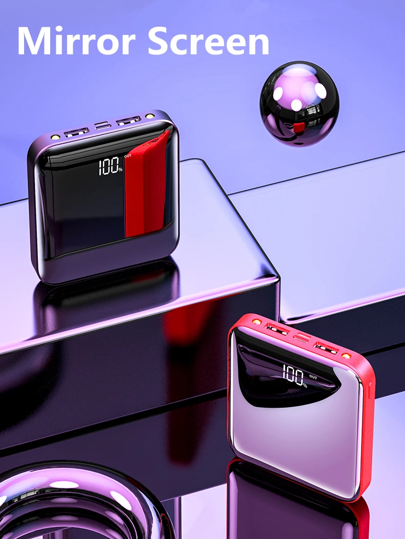 YM Trending promotional gift 20000mAh portable mini power bank mirror screen digital display battery charger for smartphone - ANKUX.COM
