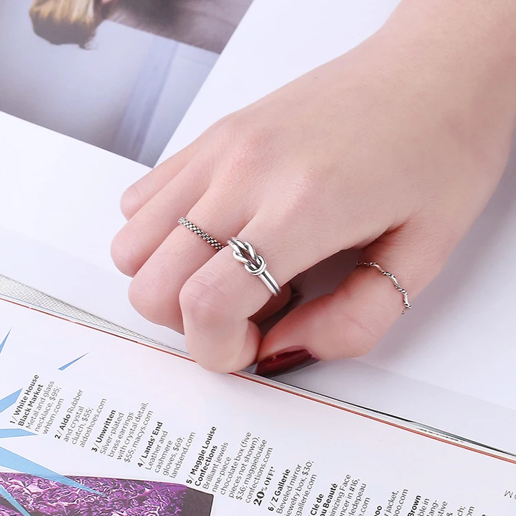 s925 sterling silver ring female Korean version distressed opening ring personality interwoven knotted ring, Picture shows
s925 sterling silver ring female Korean version distressed opening ring personality interwoven knotted ring, Picture shows