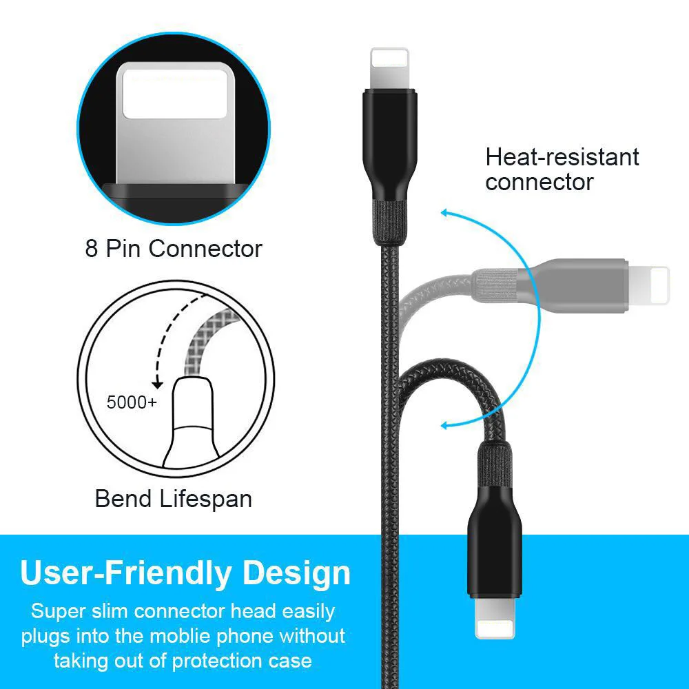 popular products 2019 3A fast speed braid type c usb dater mobile phone charger cable for lighting cable - ANKUX.COM