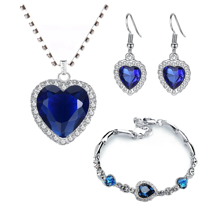 Titanic Heart of Ocean Necklaces for Women Peach Heart Blue Crystal Zircon Jewelry Sets Female Wedding Engagement Jewelry
Titanic Heart of Ocean Necklaces for Women Peach Heart Blue Crystal Zircon Jewelry Sets Female Wedding Engagement Jewelry
