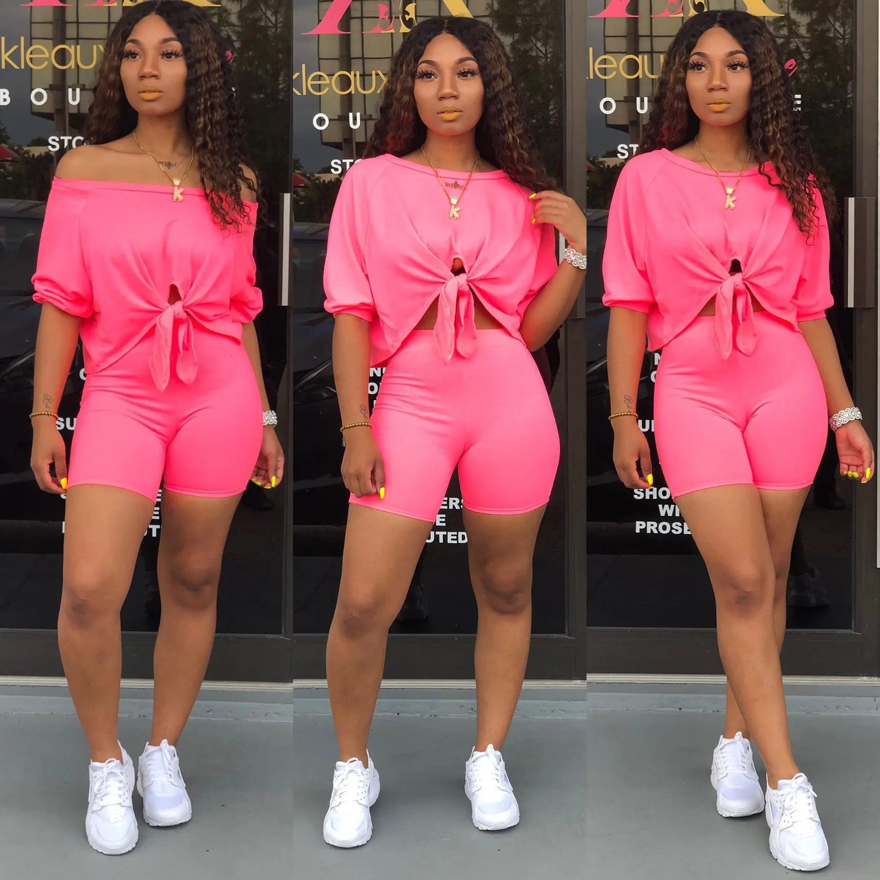 Leisure Half Sleeve Top And Shorts Two Pieces Outfits Short Pants Sets For Women Summer Apparel Ladies -CY, Pink,yellow,purple,black,fluorescent green,orange,light gray,blue
Leisure Half Sleeve Top And Shorts Two Pieces Outfits Short Pants Sets For Women Summer Apparel Ladies -CY, Pink,yellow,purple,black,fluorescent green,orange,light gray,blue