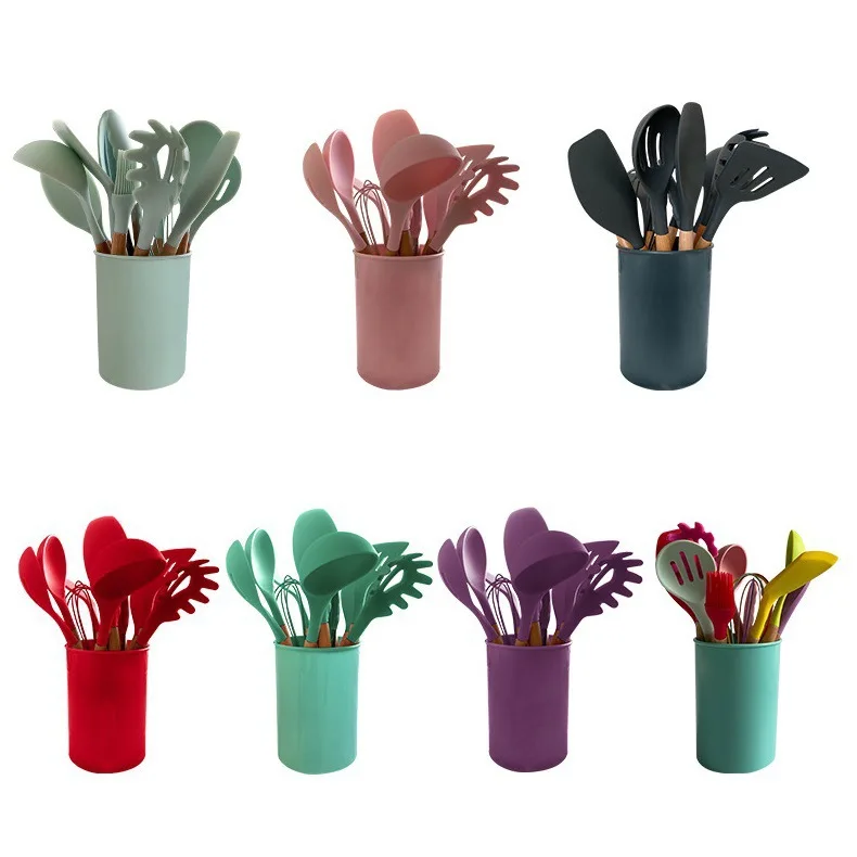 Hot Sale 12pcs Kitchen Accessories Silicone Spatula Cooking Tools Kitchen Utensils Set with Wooden Handle
Hot Sale 12pcs Kitchen Accessories Silicone Spatula Cooking Tools Kitchen Utensils Set with Wooden Handle