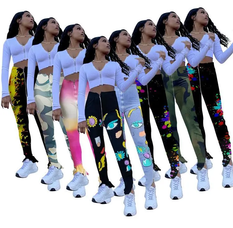 Latest Design Fall Fashion Printed Knit High Waist Women Stacked Leggings Pants, Accept customized
Latest Design Fall Fashion Printed Knit High Waist Women Stacked Leggings Pants, Accept customized