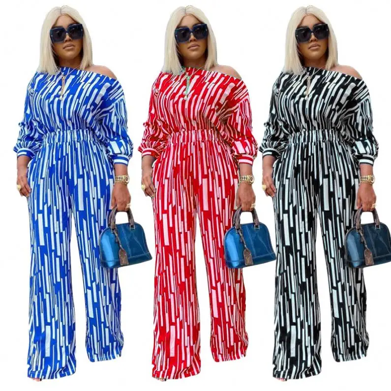 blue white striped plus size women spring summer wear 2 piece pants set clothing, Customized basing on pantone color
blue white striped plus size women spring summer wear 2 piece pants set clothing, Customized basing on pantone color