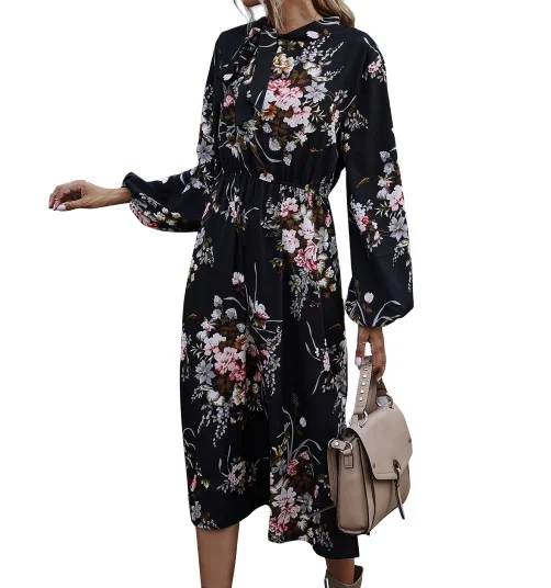 Stand Collar Midi Floral Printed A-Line Long Sleeve Vintage Women's Midi Casual Dresses, Customized color
Stand Collar Midi Floral Printed A-Line Long Sleeve Vintage Women's Midi Casual Dresses, Customized color