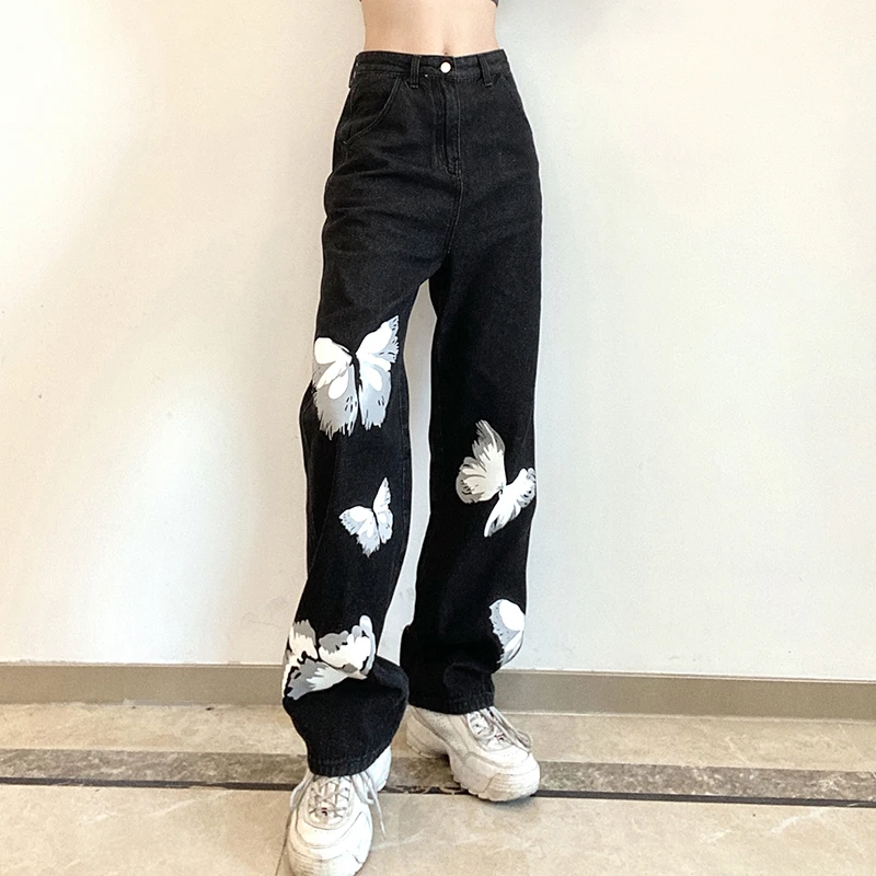 DiZNEW New Arrival Girlfriend Jeans print For Women Women's Buttfly Printing Paint Loose Pant, Customized color
DiZNEW New Arrival Girlfriend Jeans print For Women Women's Buttfly Printing Paint Loose Pant, Customized color