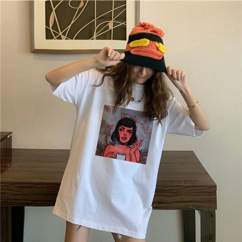 High quality plus size devil printed t-shirt vintage harajuku anime women white female t shirts in bulk
High quality plus size devil printed t-shirt vintage harajuku anime women white female t shirts in bulk