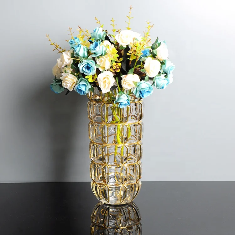 Luxury waffle design crystal glass vase golden diamond gift hotel wedding vase, Gold
Luxury waffle design crystal glass vase golden diamond gift hotel wedding vase, Gold