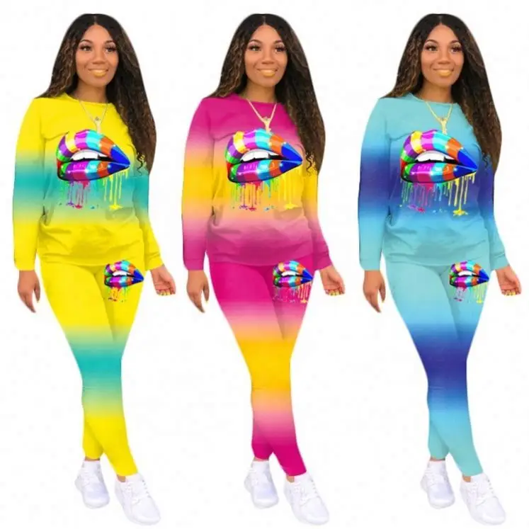 2020 New Trendy Casual Gradient Lips Print Two Piece Set Tracksuit Fall Clothing For Women
2020 New Trendy Casual Gradient Lips Print Two Piece Set Tracksuit Fall Clothing For Women