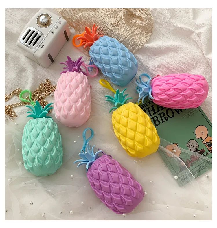 2021 hot style cute mini bags silicone pineapple kids purses soft chain shoulder bags with various colors for children, Picture
2021 hot style cute mini bags silicone pineapple kids purses soft chain shoulder bags with various colors for children, Picture