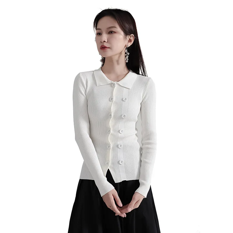 Clothes Women Fashion Double breasted Women's Knit 2023 Autumn New Polo Neck Slim Fit Long Sleeve Personalized Top
Clothes Women Fashion Double breasted Women's Knit 2023 Autumn New Polo Neck Slim Fit Long Sleeve Personalized Top