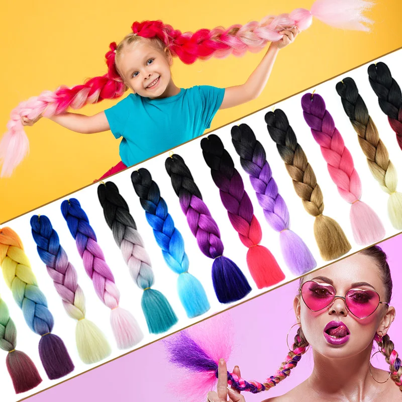 Top Quality Colored Ombre Color Synthetic Jumbo Braided Hair Heat Resistant Fiber 24 Inch Braiding Hair for Woman, Multiple
Top Quality Colored Ombre Color Synthetic Jumbo Braided Hair Heat Resistant Fiber 24 Inch Braiding Hair for Woman, Multiple