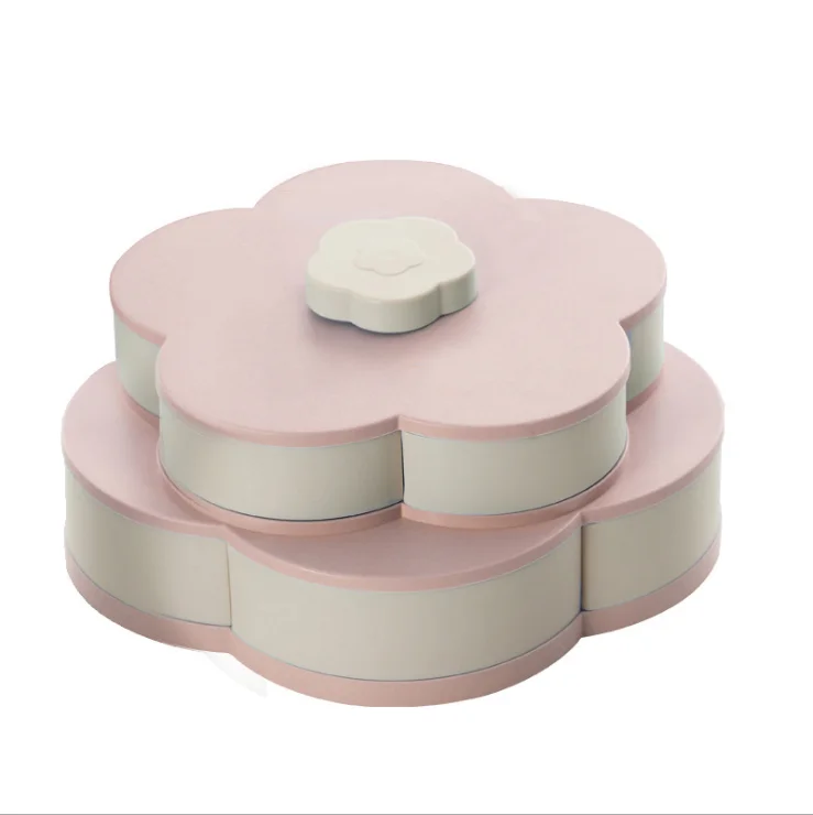 Creative Double-layer Rotary Storage Box Flower Design Plastic Snack Candy Box Fruit Basket Wedding Decoration Organizer, Customized color
Creative Double-layer Rotary Storage Box Flower Design Plastic Snack Candy Box Fruit Basket Wedding Decoration Organizer, Customized color