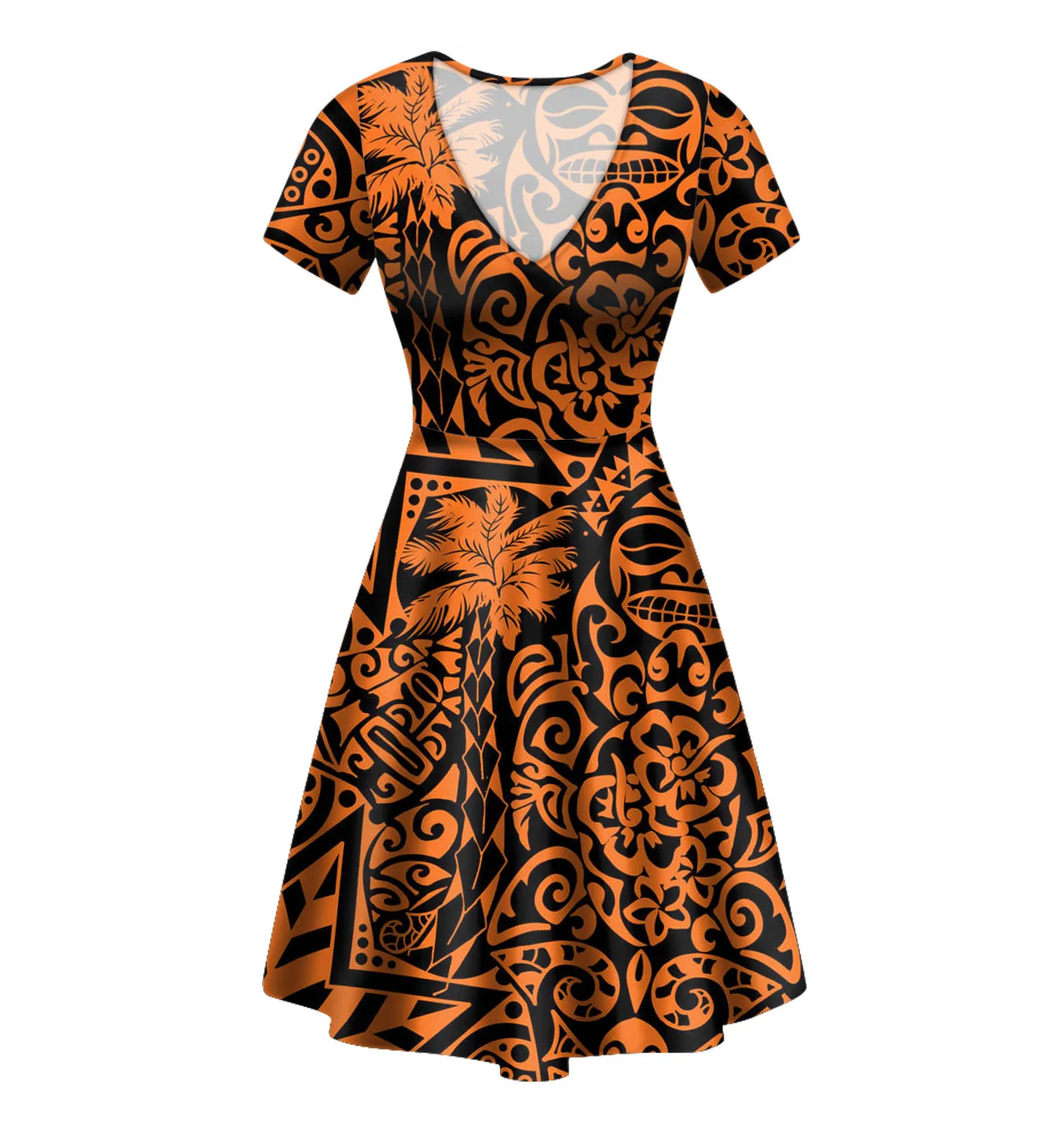 

New Summer Long Dress For Women Fashion Custom Pattern Your design Polynesian Tribal Print Casual V-Neck Wear Ladies Dresses, Customized color