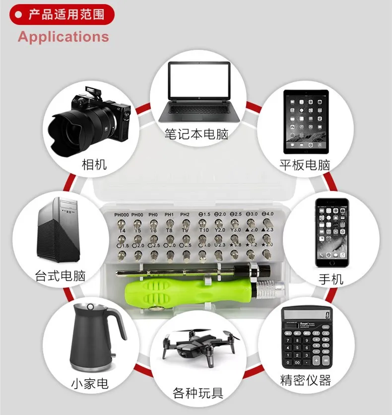 32 in 1 Travel Portable Interchangeable Insulated Pocket Screwdriver Tools Gadgets Set for Phone, Glasses, Green