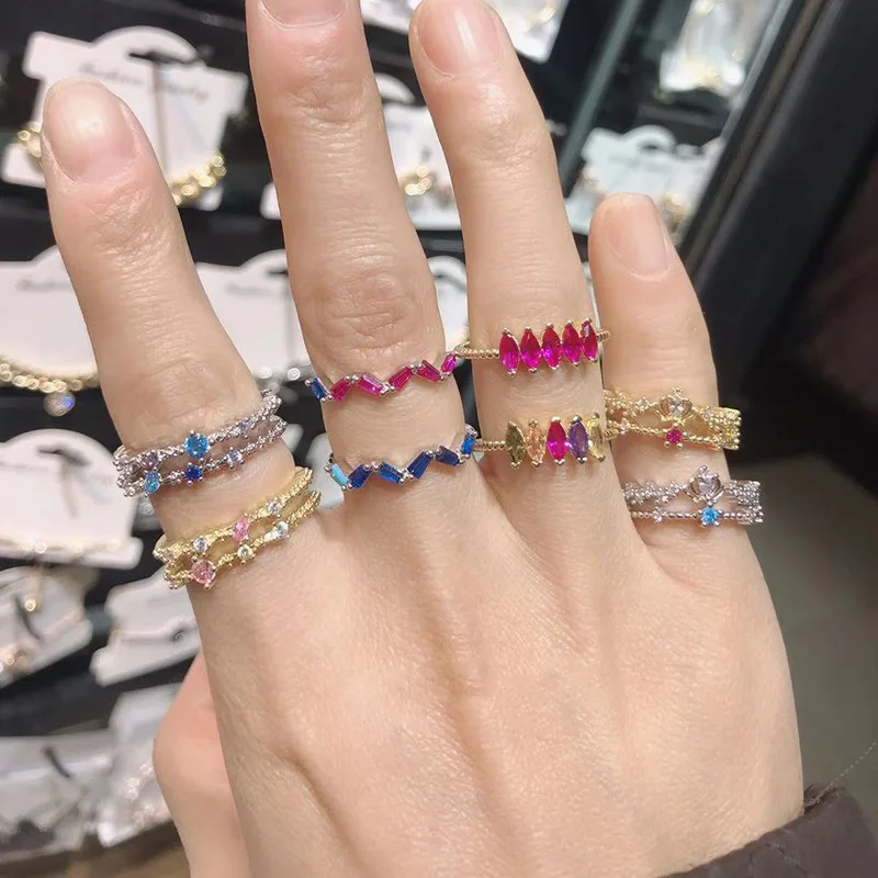OUYE Multicolored Rhinestone Ring Simple Fashion Wave Double Love Heart Crown Ring Opening Adjustable Ring Female, Colorful
OUYE Multicolored Rhinestone Ring Simple Fashion Wave Double Love Heart Crown Ring Opening Adjustable Ring Female, Colorful